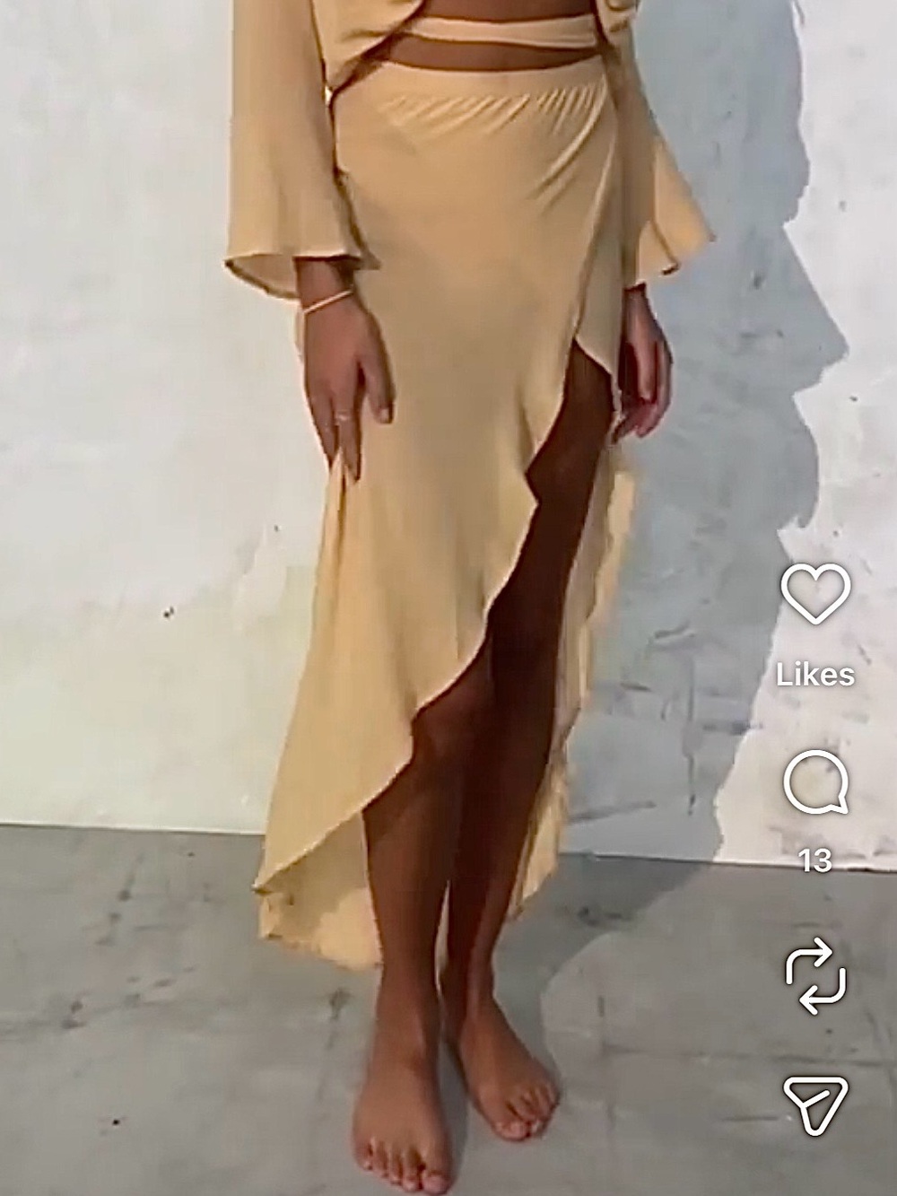 Flook The Label Wrap Maxi Dress Crinkle Rayon Color Nude Yellow Tan Size XS NWT